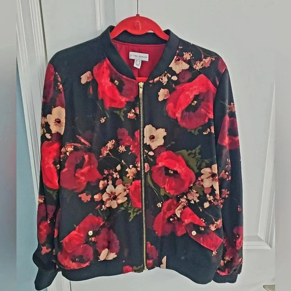 Susan Graver Floral Bomber Jacket - Picture 2 of 8